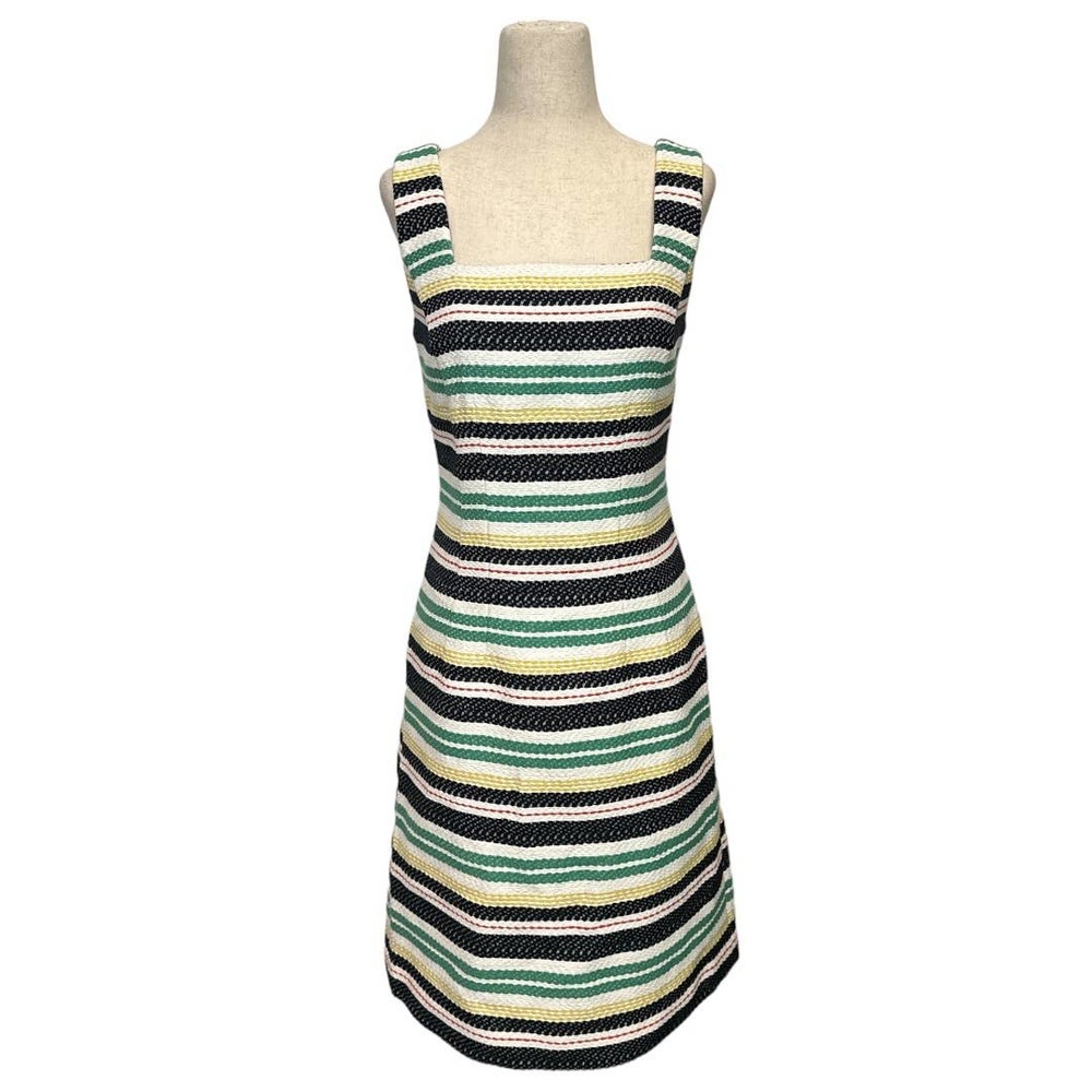 Brooks Brothers Striped Midi Dress in Black, Green, Cream, Yellow